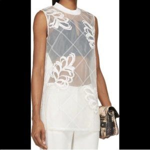 3.1 Phillip Lim | White Embroidered Sheer Organza Tank size 2